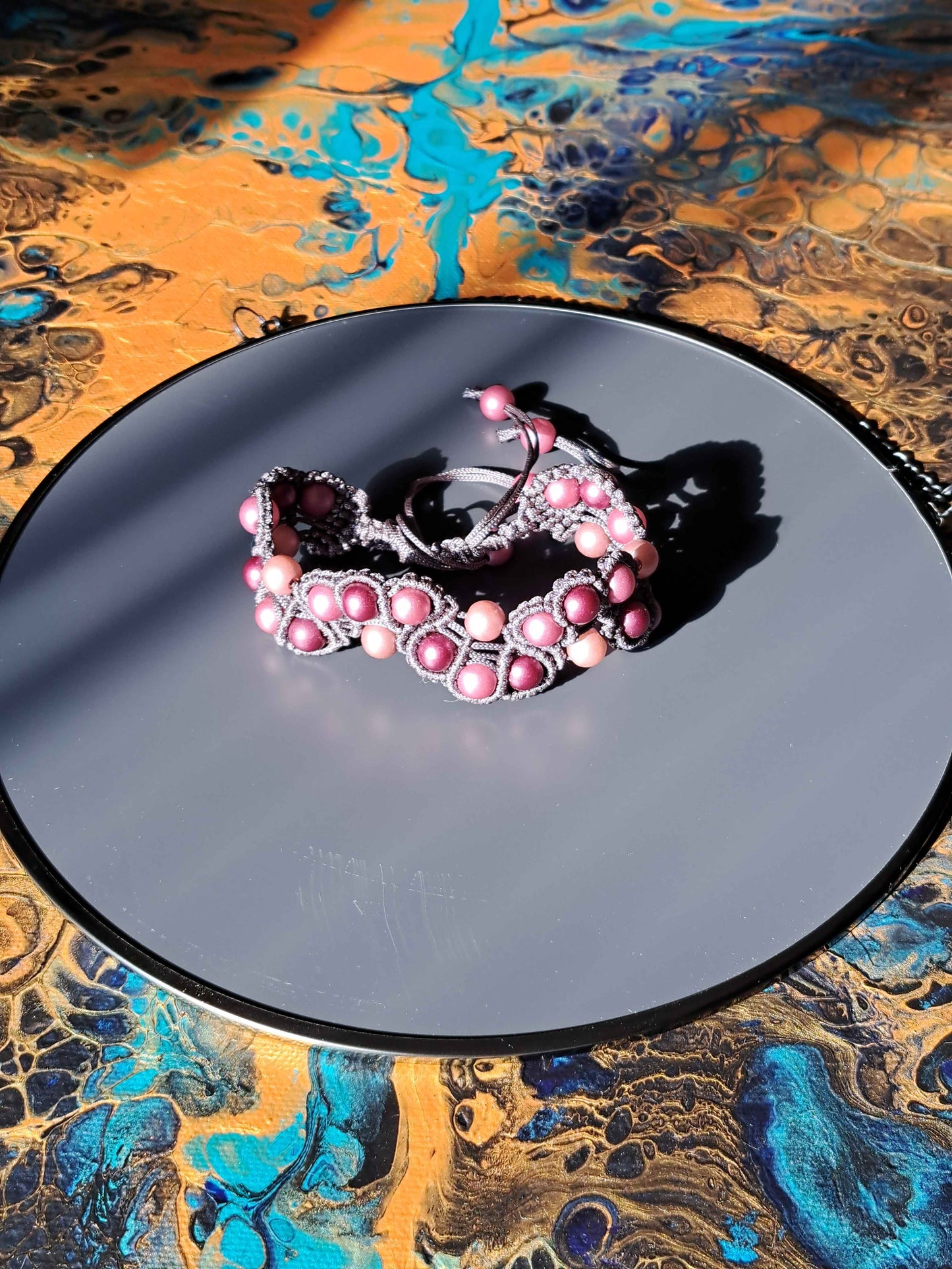 bracelet fantaisie grosses perles prune