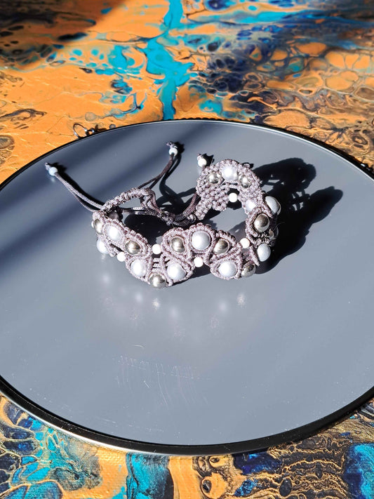 bracelet fantaisie grosses perles grises